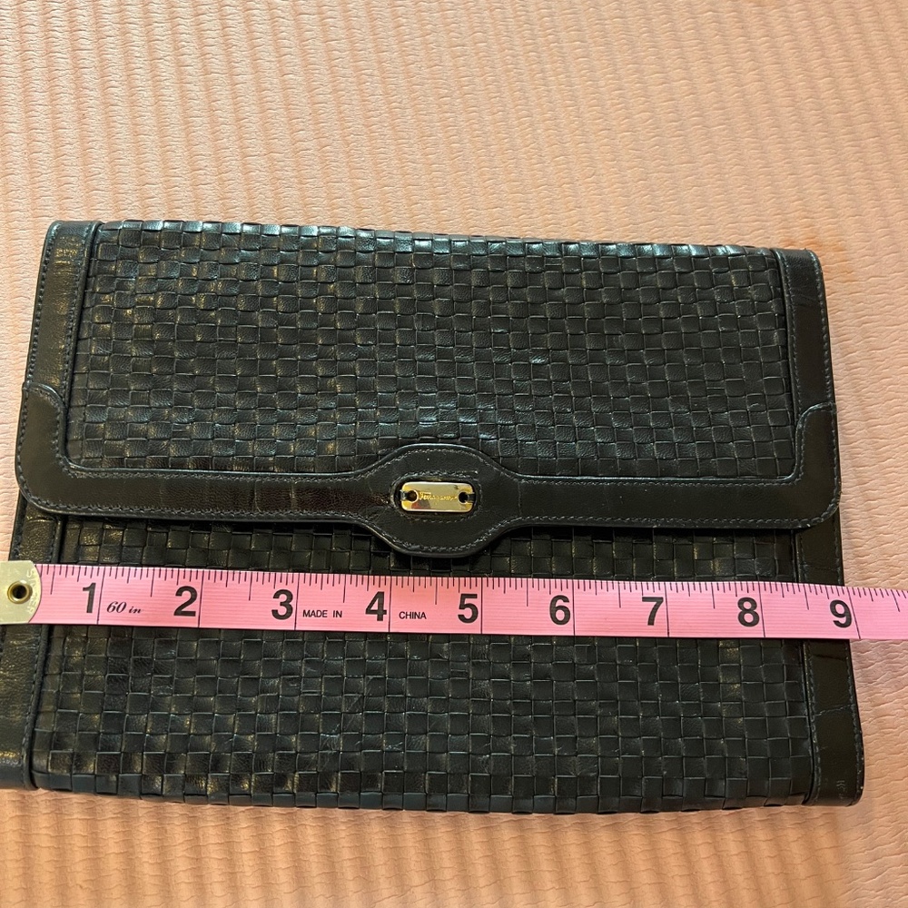 Ferragamo woven navy clutch, vintage - Picture 4 of 12